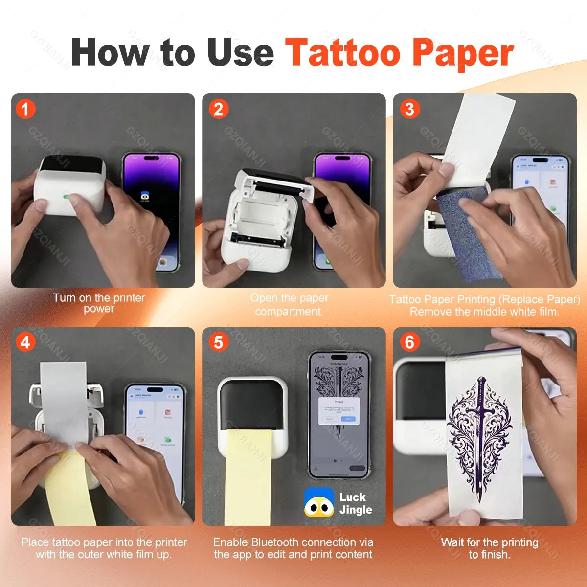 58mm Bluetooth Tattoo Stencil Printer – Mini 2" Thermal Maker Tattoo Stencil Printer PRIMED