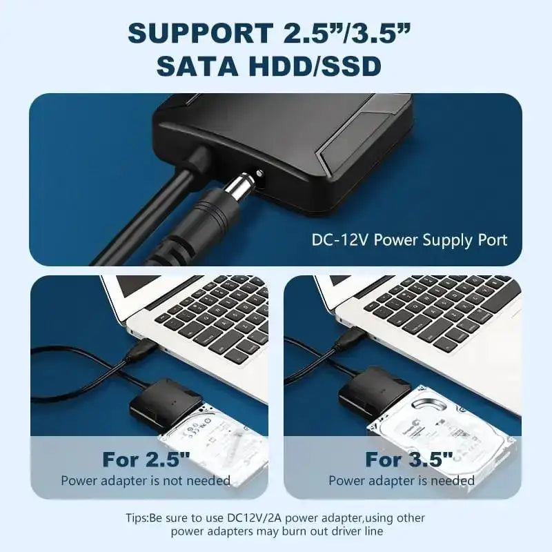 USB 3.0 to SATA Adapter for 2.5/3.5" SSD & HDD | 5Gbps SATA USB Adapter PRIMED
