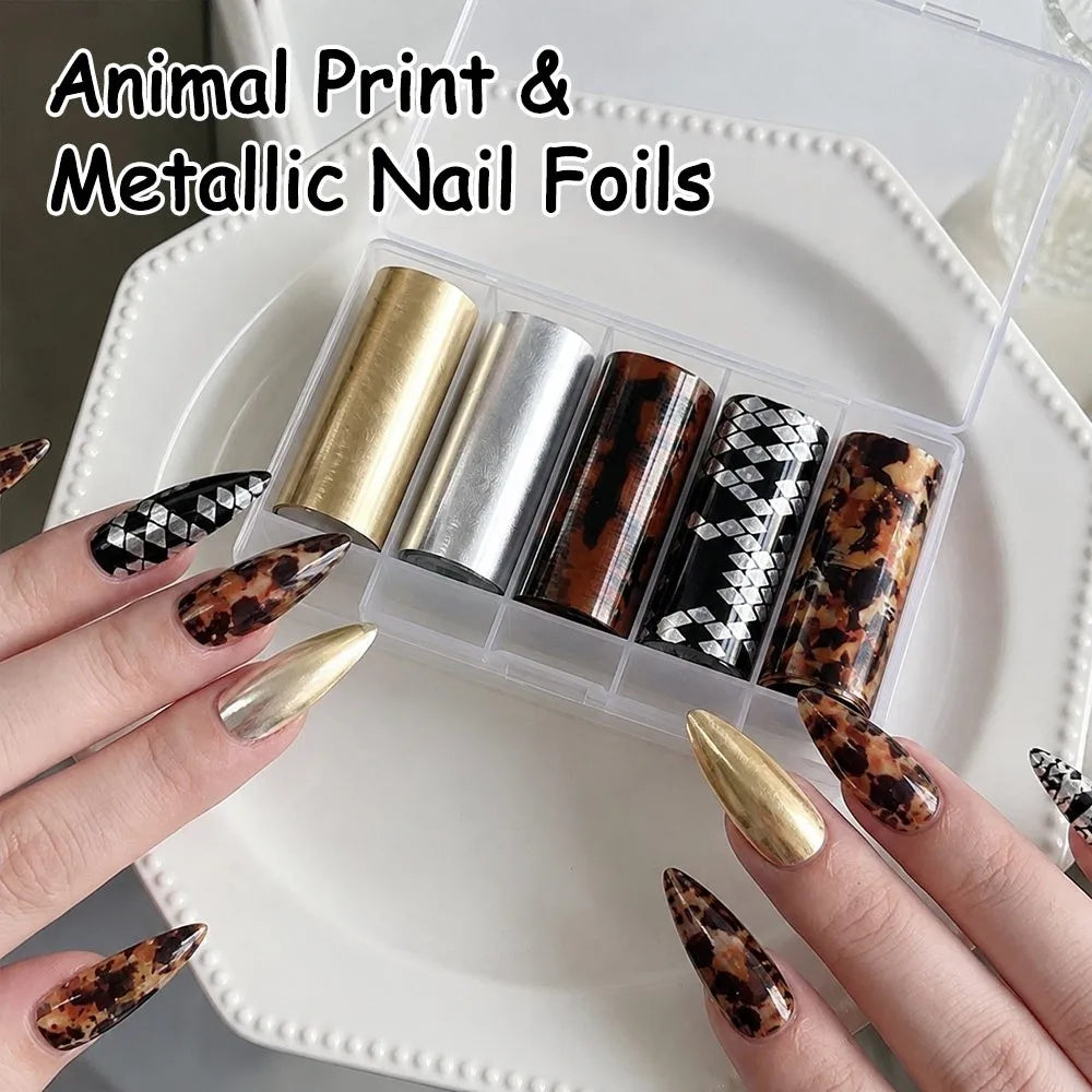 Holographic Lace Nail Foils – Black & White Sequin Stickers