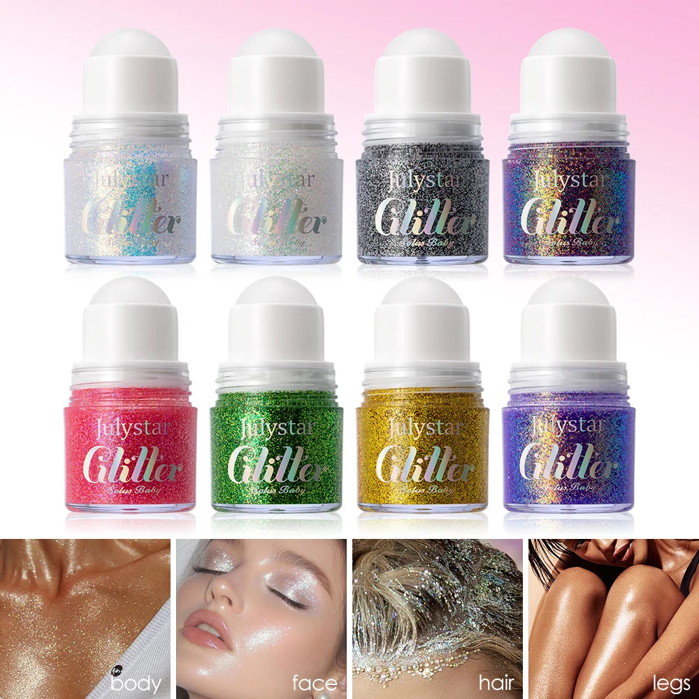 Julystar Glitter Gel Sequin Eye & Body Face Paint – 8 Colors Glitter Gel Eyeshadow PRIMED