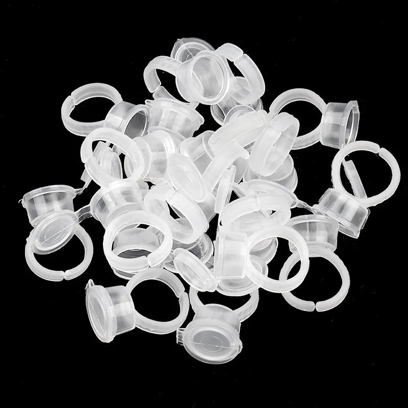 50pcs Disposable Eyelash Glue Rings | Lash Extension Fan Cups Lash Extension Supplies PRIMED