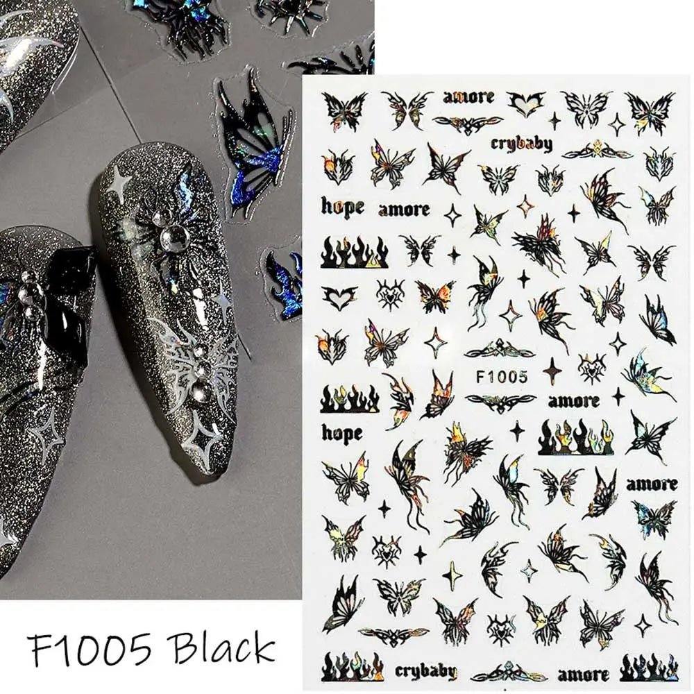 Y2K Laser Nail Stickers – Glitter Butterfly Nail Art Decals