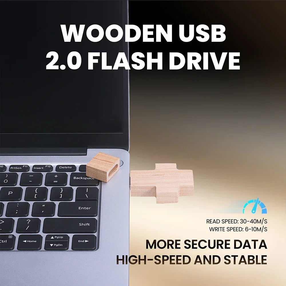 Wooden Cross USB Flash Drive 64GB – Free Custom Logo Gift USB Flash Drive PRIMED