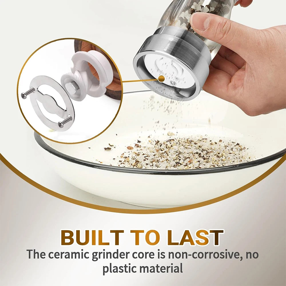 LMETJMA 6-Inch Salt & Pepper Grinder Mill – Adjustable Coarseness Salt & Pepper Mill PRIMED
