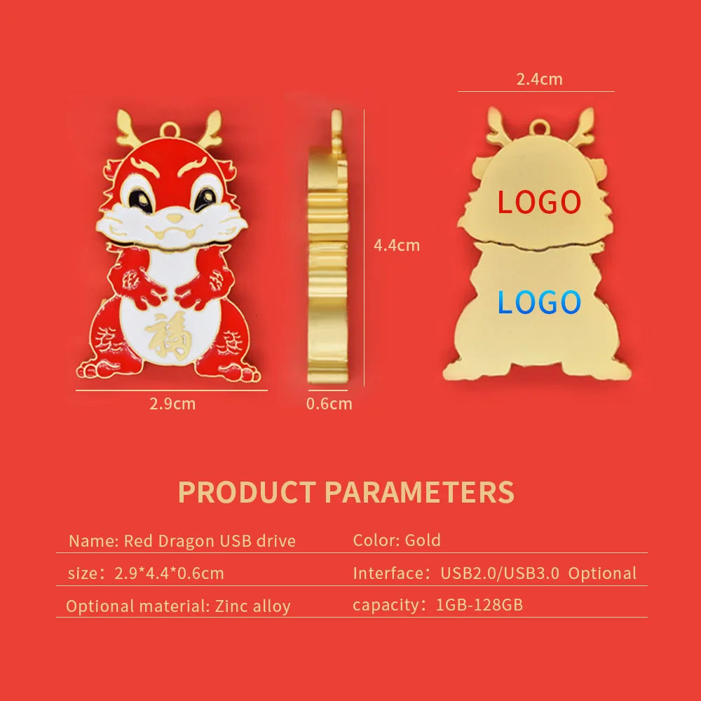 Cute Dragon Metal USB Flash Drive 8GB–64GB | Cartoon Pen Drive USB Flash Drive PRIMED