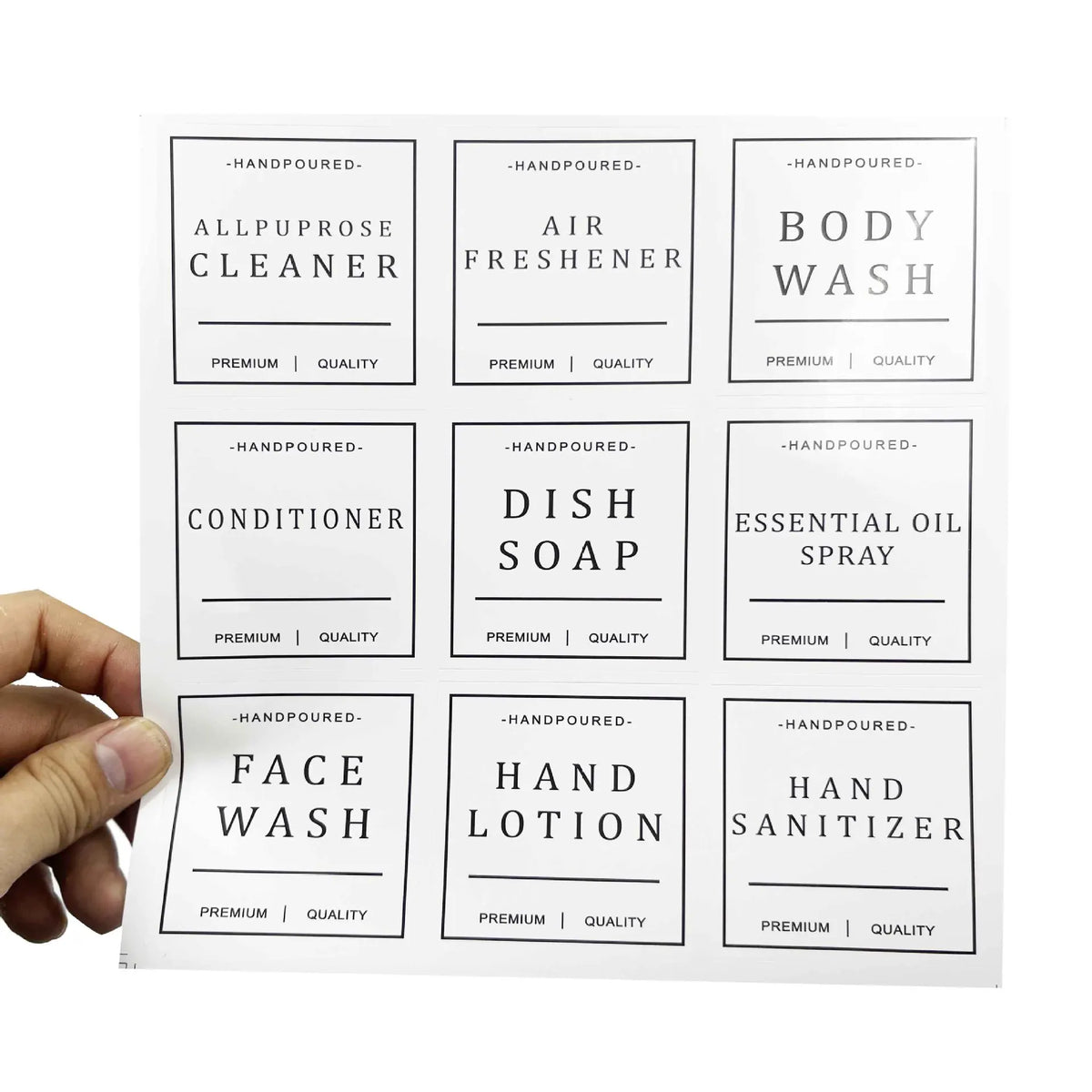 Waterproof Cosmetic Bottle Labels – PVC Stickers 9 Pack