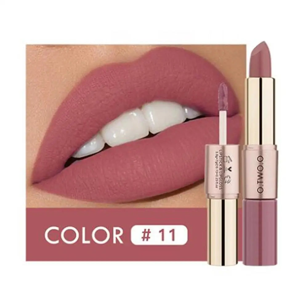 O.TWO.O 2-in-1 Matte Lipstick & Lip Gloss – 12 Colors Matte Lip Gloss PRIMED 11