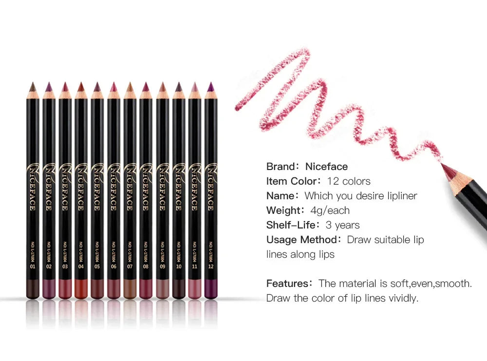 Blana 12-Color Waterproof Lip Liner Pencil | Long-Lasting Lip Liner Pencil PRIMED