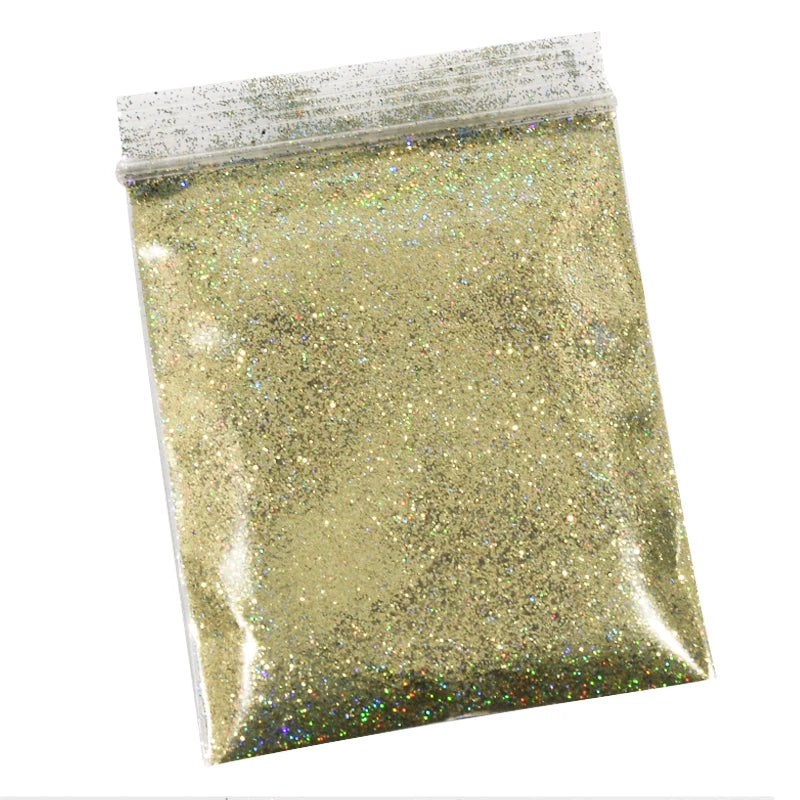 Holographic Nail Glitter Powder 10g – Silver & Gold Laser