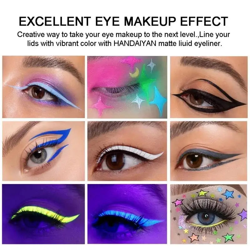 Handaiyan Neon UV Glow Matte Liquid Eyeliner – Waterproof Liquid Eyeliner Pen PRIMED
