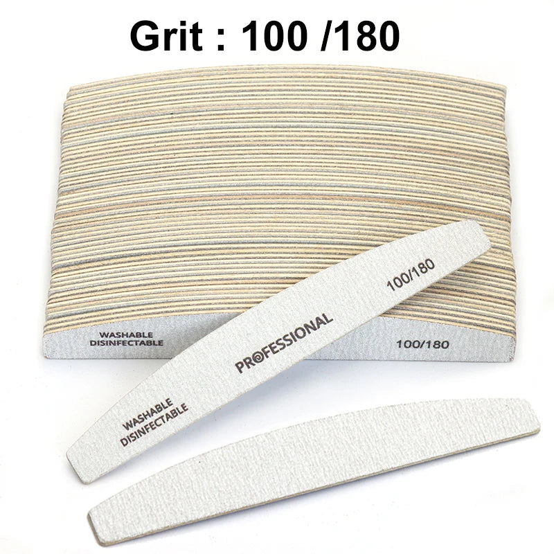 Professional Wooden Nail Files 50/100Pcs | 100/180 & 180/240 Grit