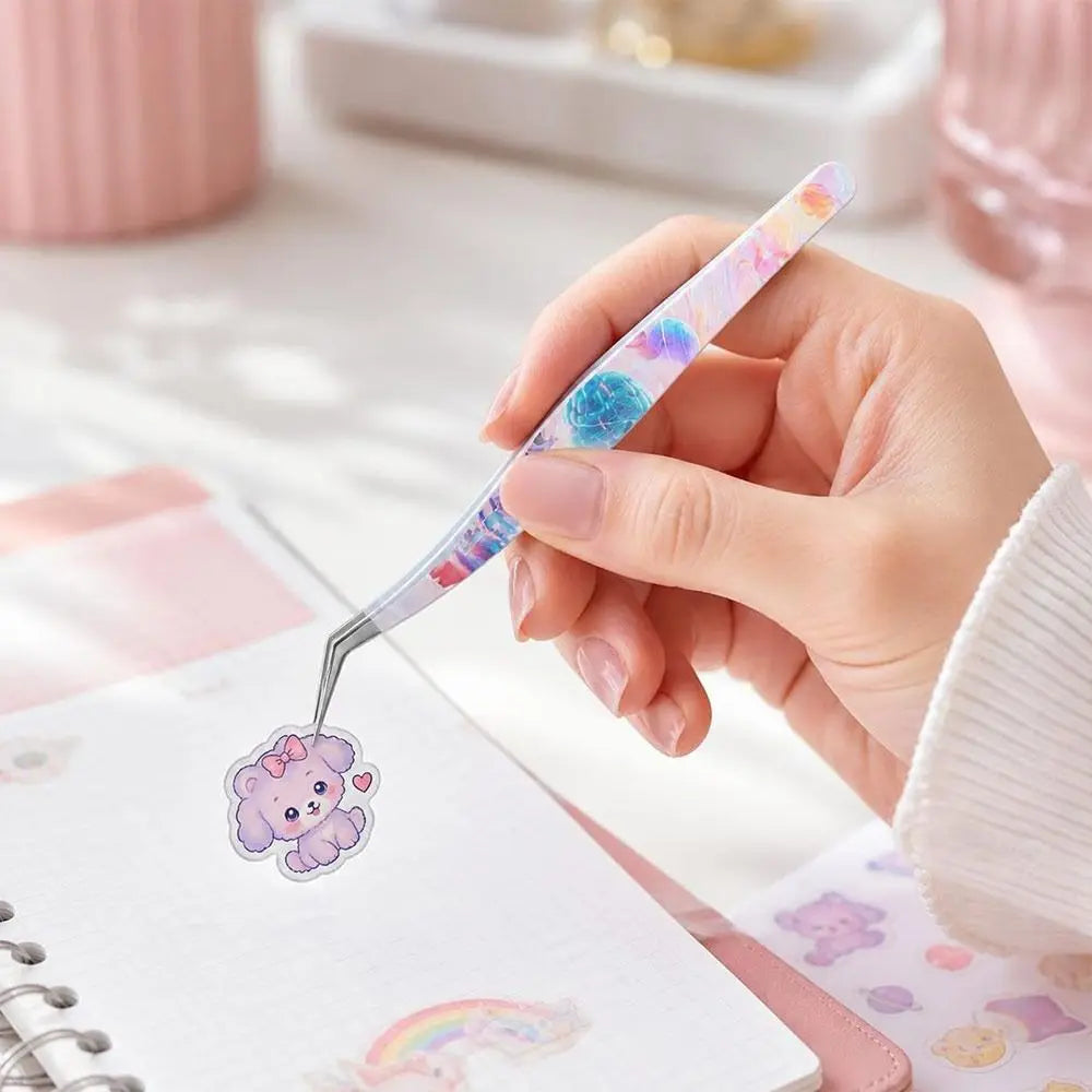 Curved Stainless Steel Eyelash Tweezers – Anti-Static Precision Eyelash Tweezers PRIMED