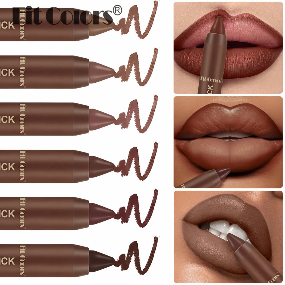 Fit Colors Matte Lip Liner Crayon – Waterproof Chocolate Brown Matte Lip Liner PRIMED