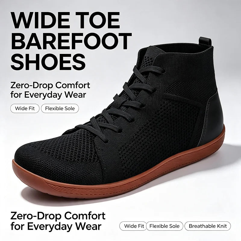 LETCOMFIT Mid Top Barefoot Shoes | Wide Toe Box Zero Drop Minimalist Barefoot Sneakers PRIMED