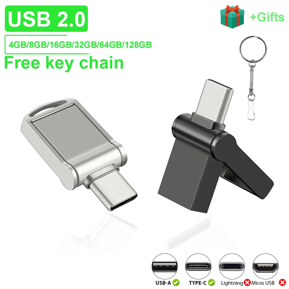 JASTER 2-in-1 Type-C USB Flash Drive Metal OTG Pendrive USB Flash Drive PRIMED