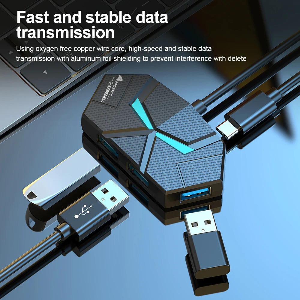 7-Port USB 3.0 Hub Type-C Docking Station 5Gbps RGB LED USB Hub Docking Station PRIMED