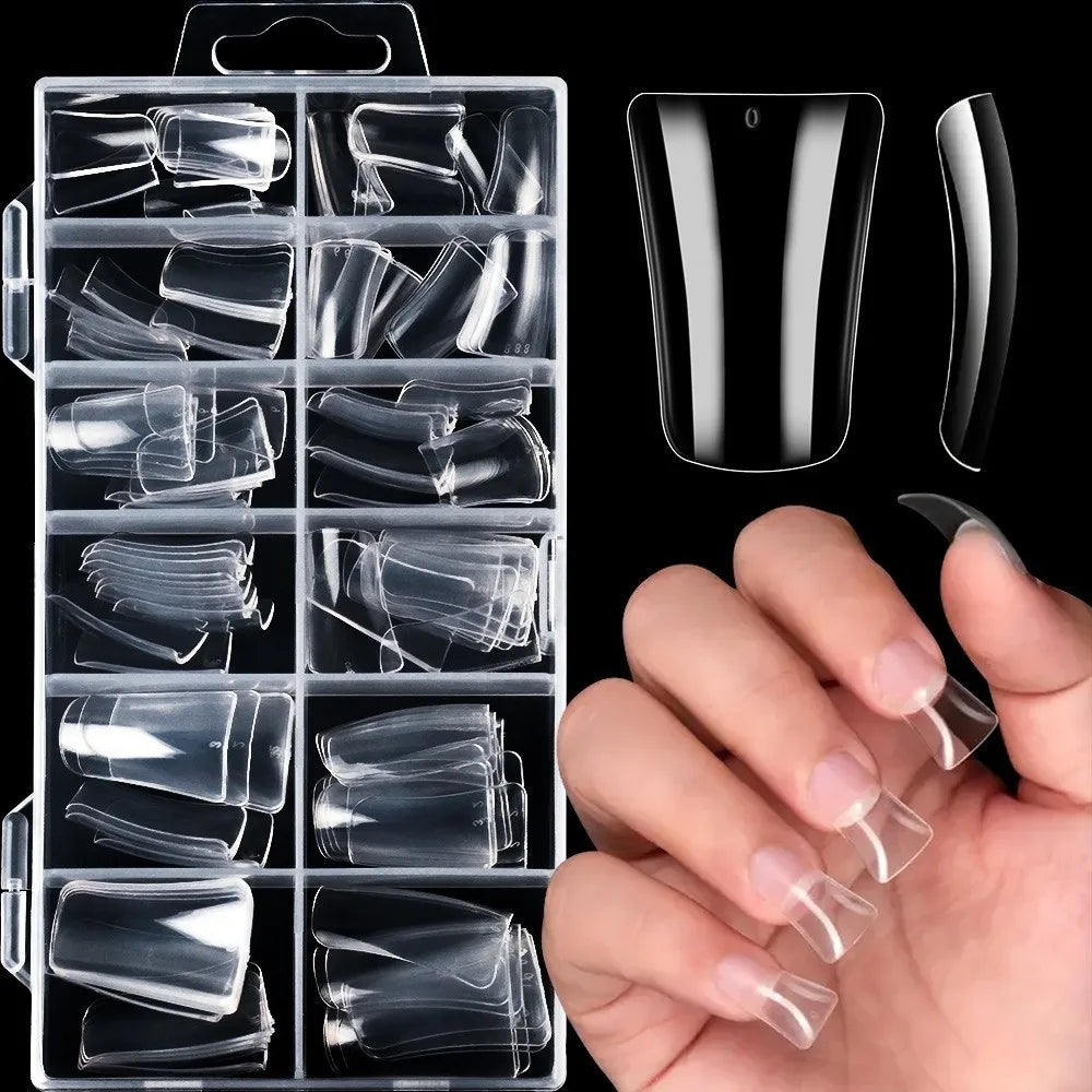 120Pcs Duck Nail Tips – Wide Transparent Press On Nails Y2K Press On Nail Tips PRIMED