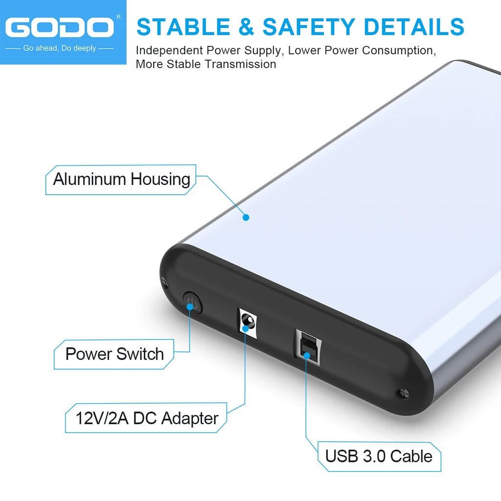 GODO USB 3.0 Aluminum HDD Docking Station 3.5" SATA SSD HDD Docking Station PRIMED