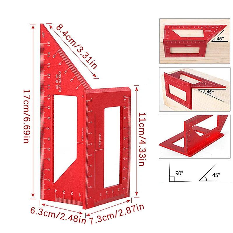 Aluminum Alloy 45 & 90° Woodworking Square Marking Gauge
