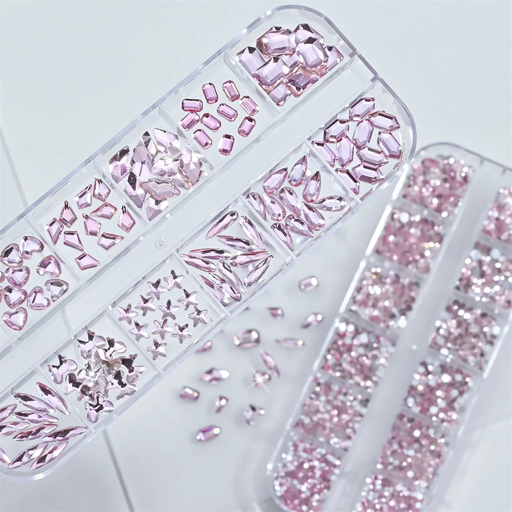 3D Acrylic Nail Rhinestones – Butterfly Teardrop Pink Purple Set Nail Art Rhinestones PRIMED