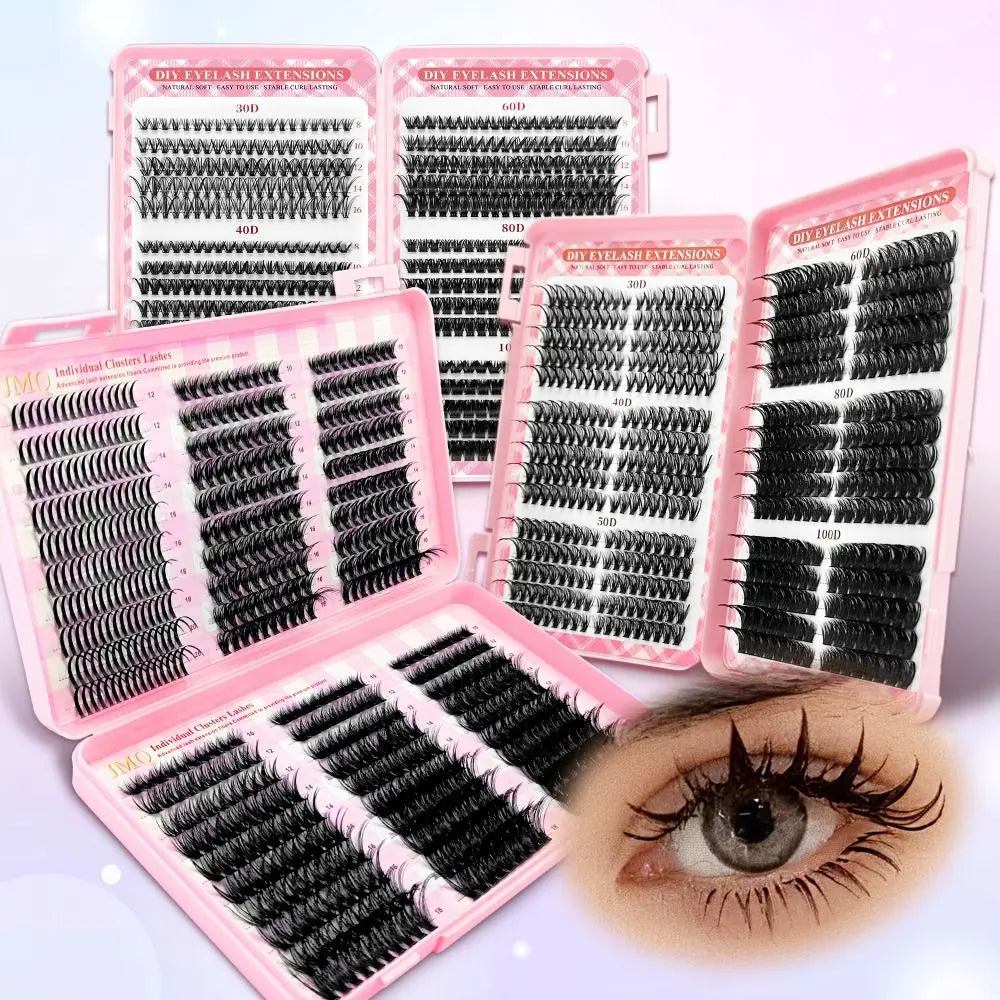 3D Faux Mink Wispy Cluster False Eyelashes 9–16mm V-Shape False Eyelashes PRIMED