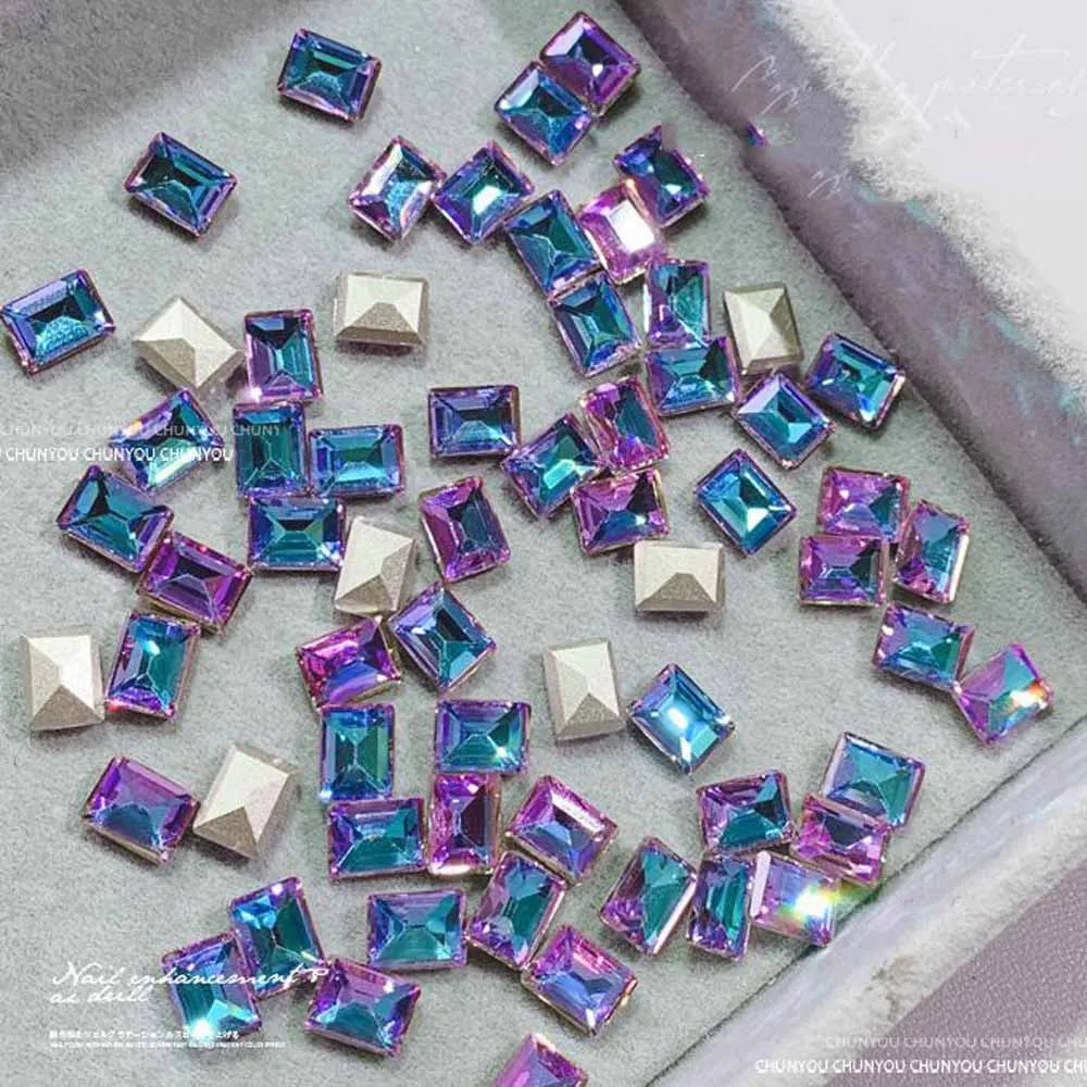 50Pcs 3D Pointed Square Nail Charms 6x8mm Rhinestone Gems Nail Art Charms PRIMED JZ86-8(50pcs)