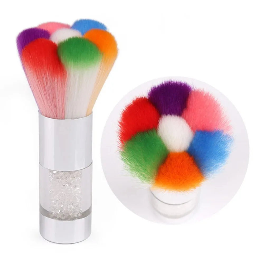 Petal Pattern Nail Dust Brush – Rhinestone Metal Handle