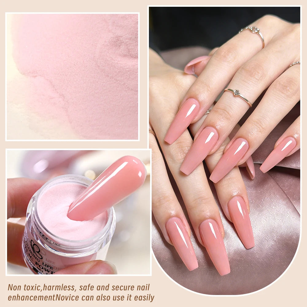 Nail Glitter Crystal Powder Set – Nude Pink Purple Gold 4pc