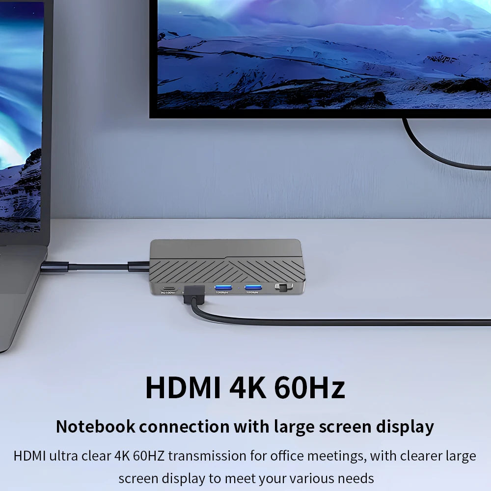 TISHRIC M.2 NVMe SSD Enclosure 6-in-1 USB-C Hub 4K 10Gbps SSD Enclosure Hub PRIMED