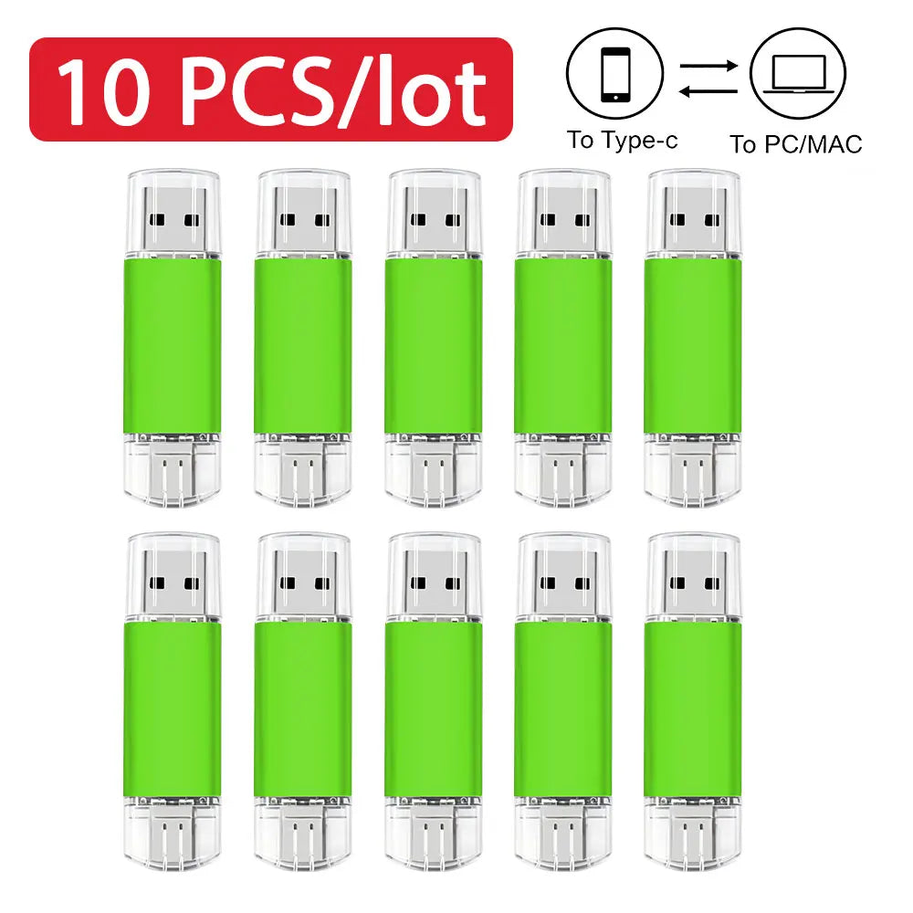 Type-C USB Flash Drive Bulk 10/50 Pcs | Free Custom Logo USB Flash Drive PRIMED 128M Green 10pcs