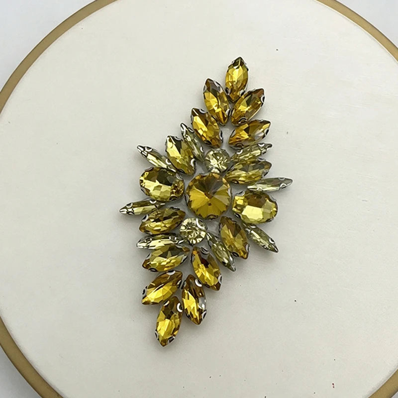Iron-On Rhinestone Floral Applique – Crystal Patch for Bridal DIY