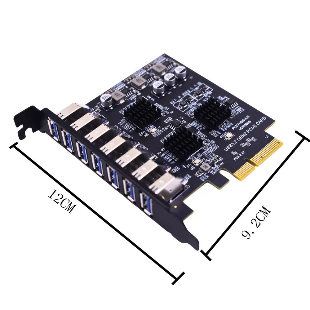 TISHRIC 7-Port USB 3.2 PCIe Expansion Card 10Gbps PCIE 4X PCIe USB Expansion Card PRIMED