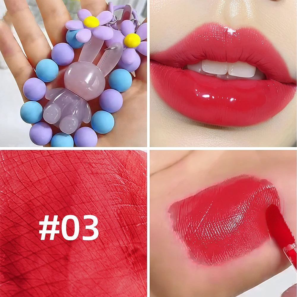 SAM SUGAR Rabbit Keychain Lip Gloss – Mirror Glaze & Moisturizing