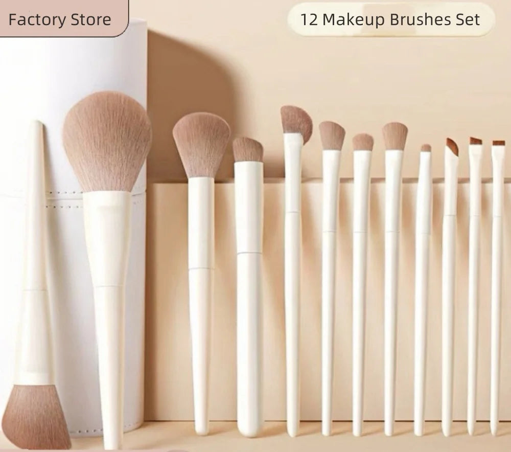 12-Piece Makeup Brush Set – Face & Eye Beauty Tools