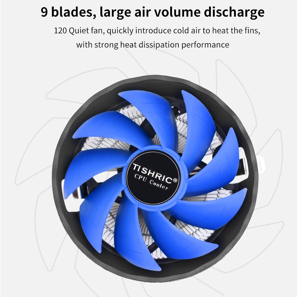TISHRIC 120mm CPU Cooler Fan 3-Pin | Intel LGA 1700 & AMD AM4 CPU Cooler Fan PRIMED