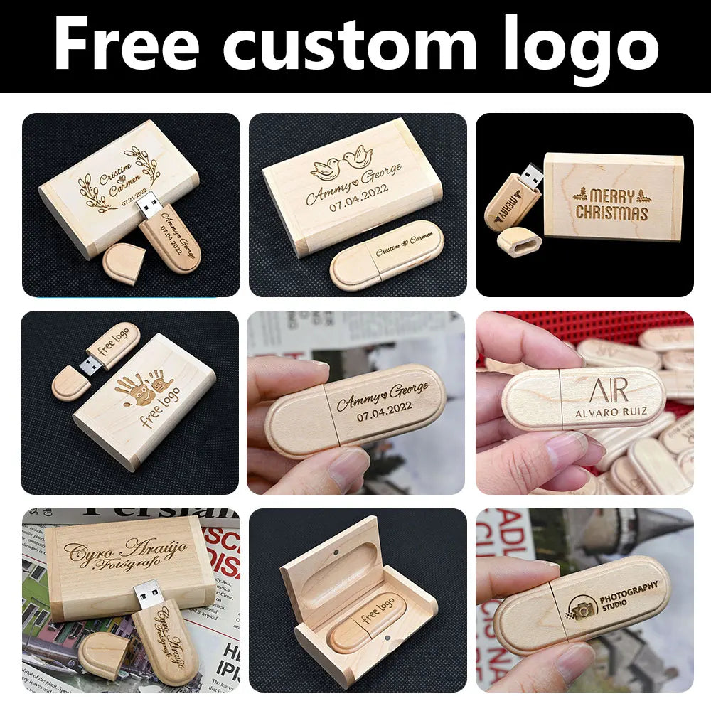 5-Pack Wooden USB Flash Drive 32/64/128GB | Custom Logo Gift USB Flash Drive PRIMED