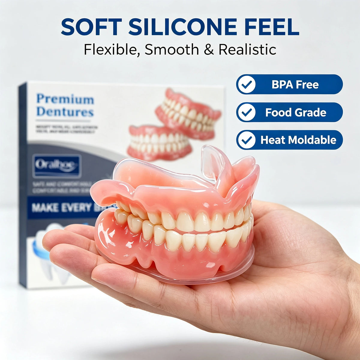 Soft Silicone Snap-On Dentures Full Set – Upper & Lower