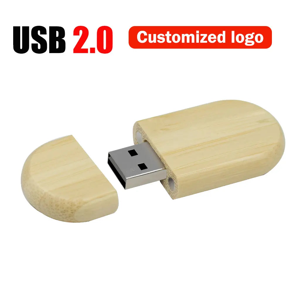 Wooden USB Flash Drive 4–64GB | Free Custom Logo Engraving