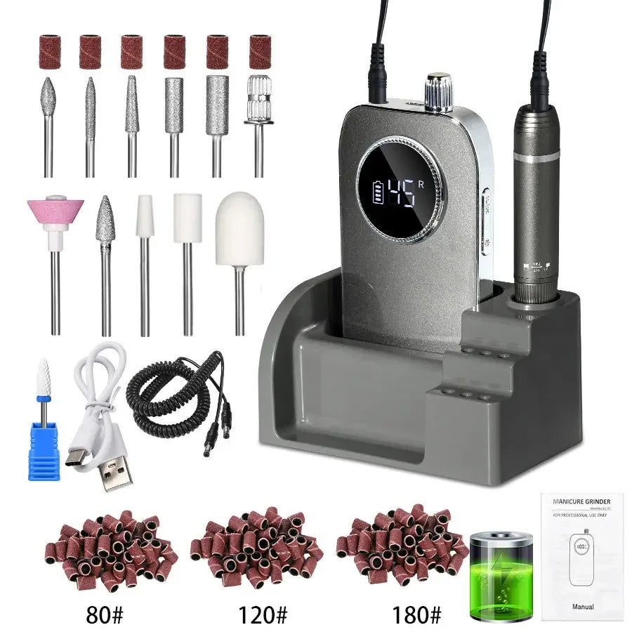 Professional Rechargeable Nail Drill Machine 45000 RPM Kit