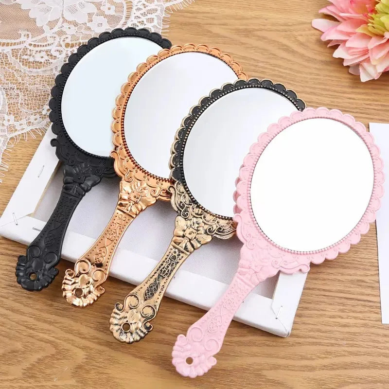Vintage Handheld Makeup Mirror – Portable Travel Mirror