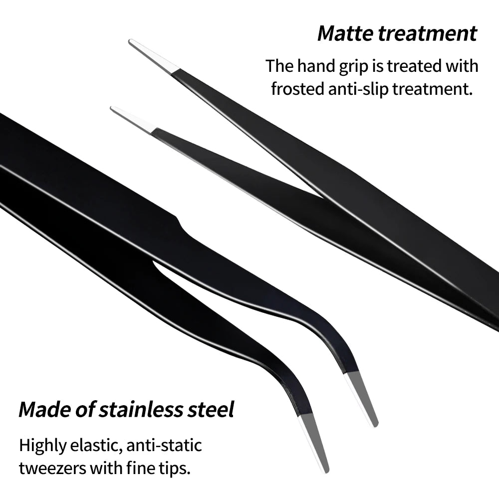 Rhinestone Eyelash Tweezers Stainless Steel Nail Art Set