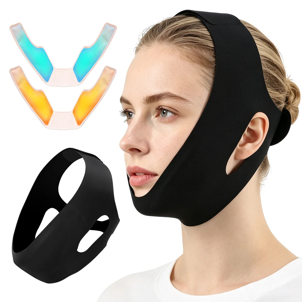 V-Line Face Lifting Bandage – Hot & Cold Gel Pack Jaw Shaper Face Contouring Wrap PRIMED