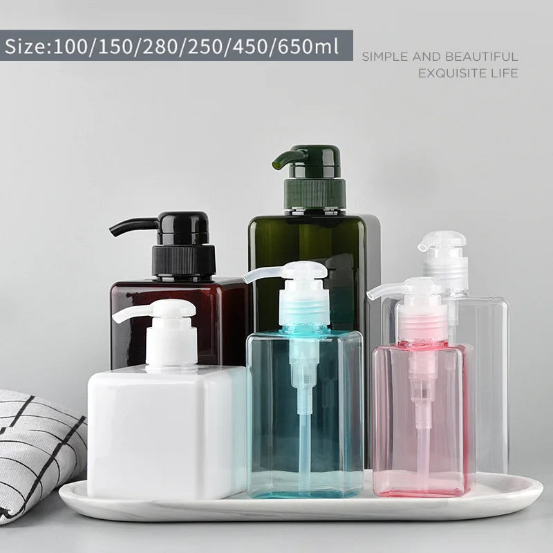 Square Refillable Pump Bottle – Soap, Shampoo & Lotion 100–650ml