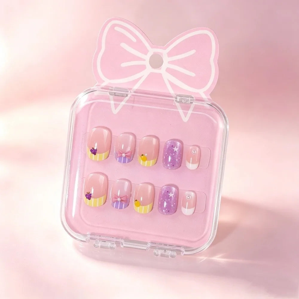 Kids Cat's Eye Press On Nails – Cute Detachable 10pc Set