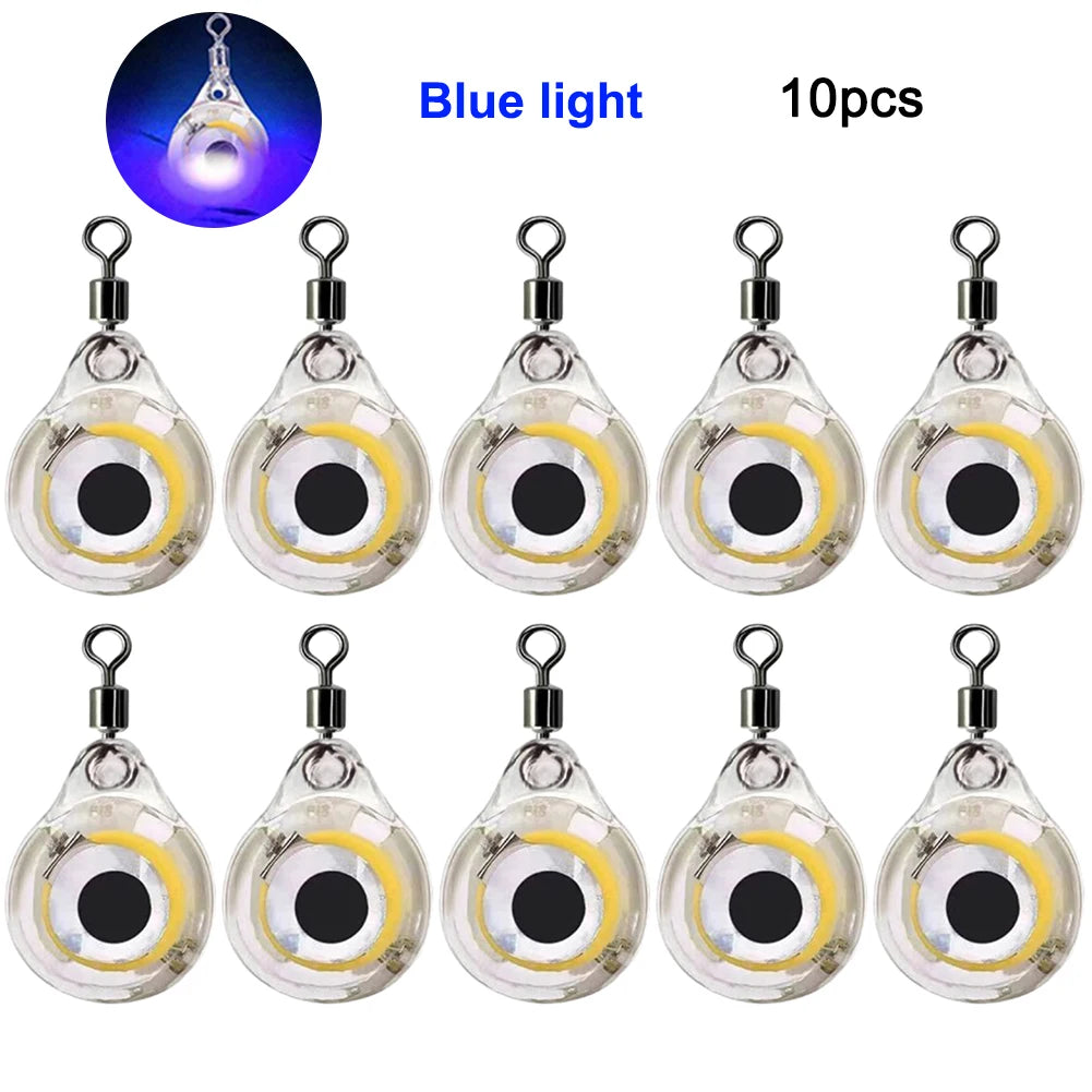 10Pcs LED Underwater Fishing Lure Lights | Eye Shape Night Fishing Lure Light PRIMED