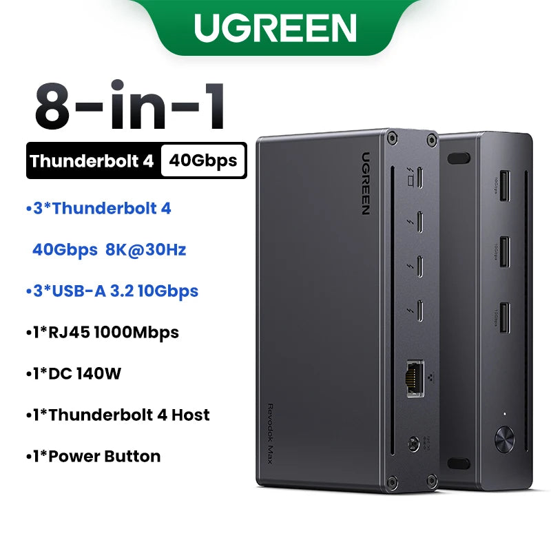 UGREEN 8-in-1 Thunderbolt 4 Dock | 8K 40Gbps 85W Charging Thunderbolt 4 Dock PRIMED