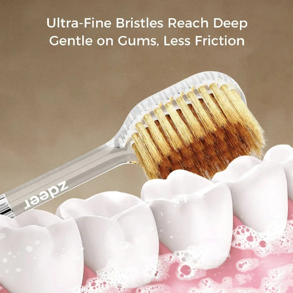 ZDEER Metal Toothbrush Set – 6 Soft Replaceable Brush Heads