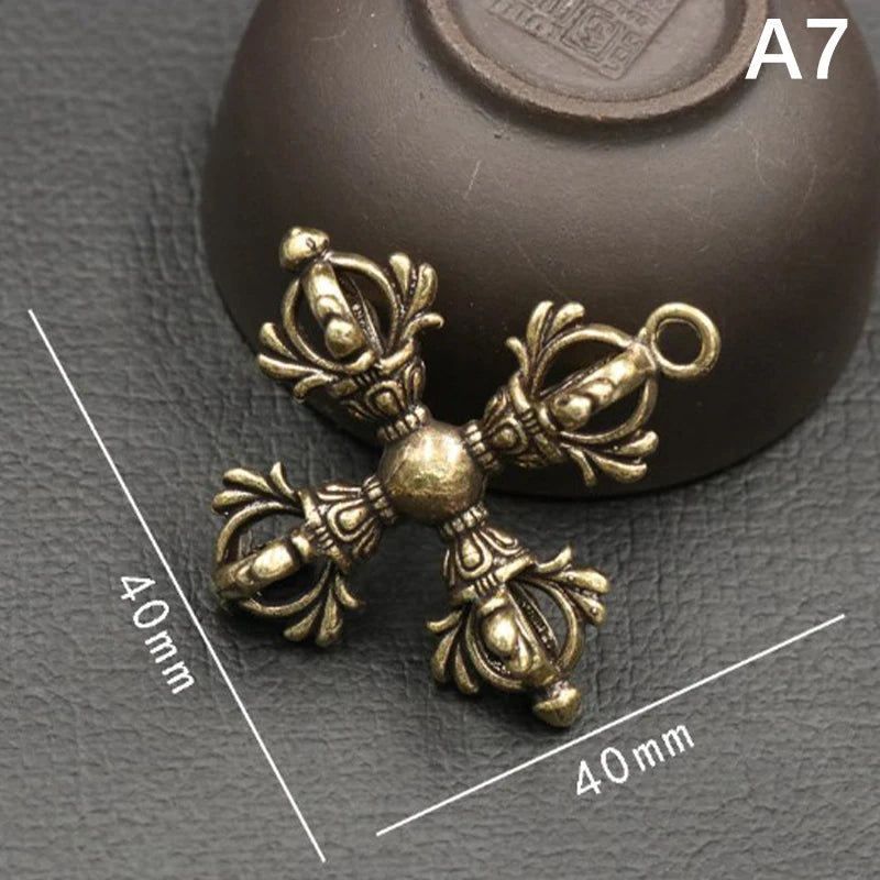 Tibetan Buddhist Vajra Pestle Brass Pendant – Handcrafted