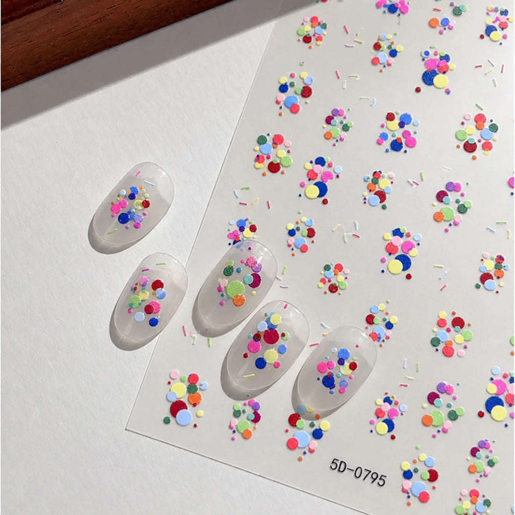 Dopamine Circle Nail Art Stickers – 3D Iridescent Decals Nail Art Stickers PRIMED