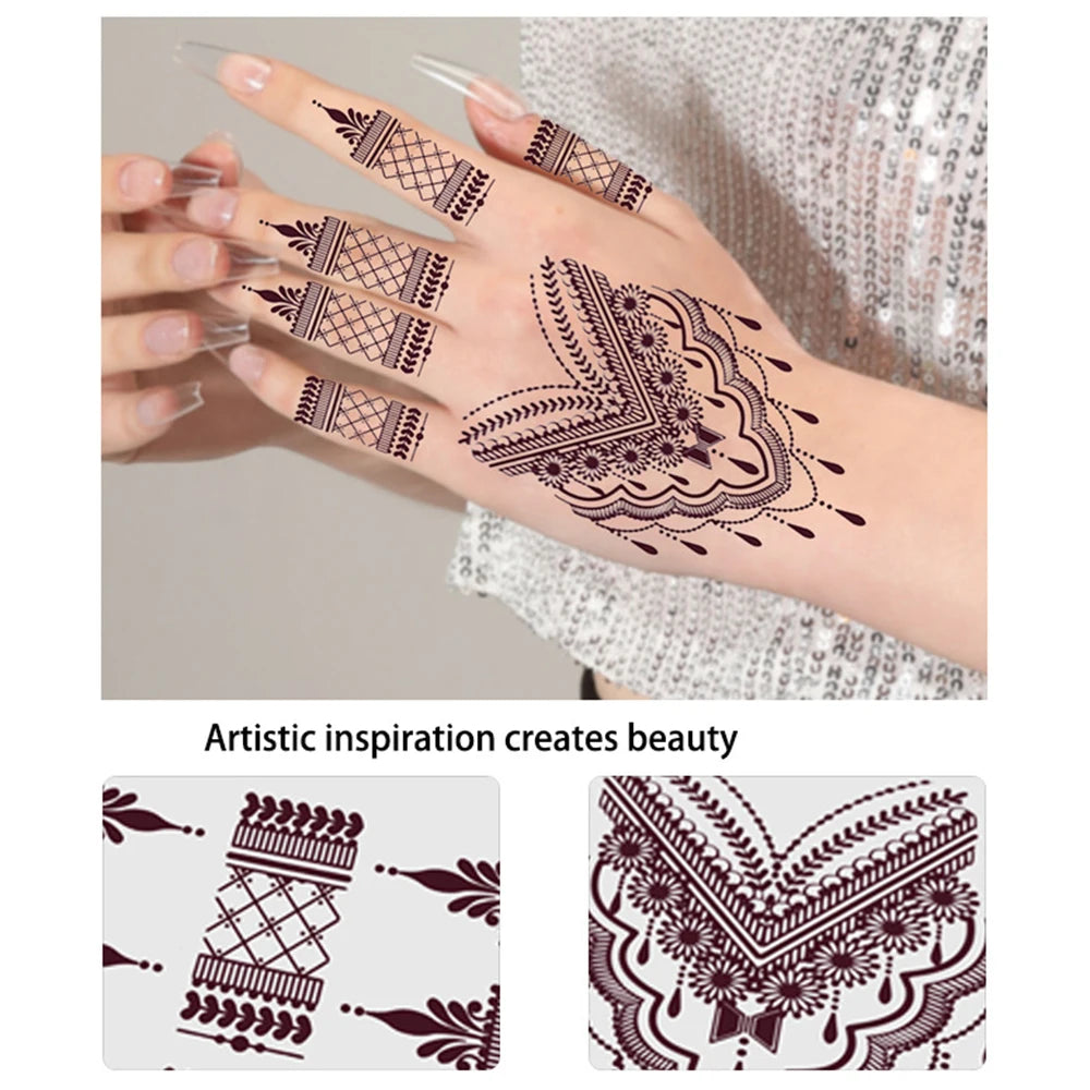 Henna Temporary Tattoo Stickers | Hand & Foot Body Art Temporary Tattoo Sticker PRIMED